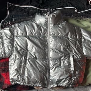 H&M Metallic Silver Puffer Jacket
